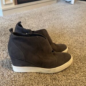 MIA Perforated Wedge Sneaker Boot in Dark Grey